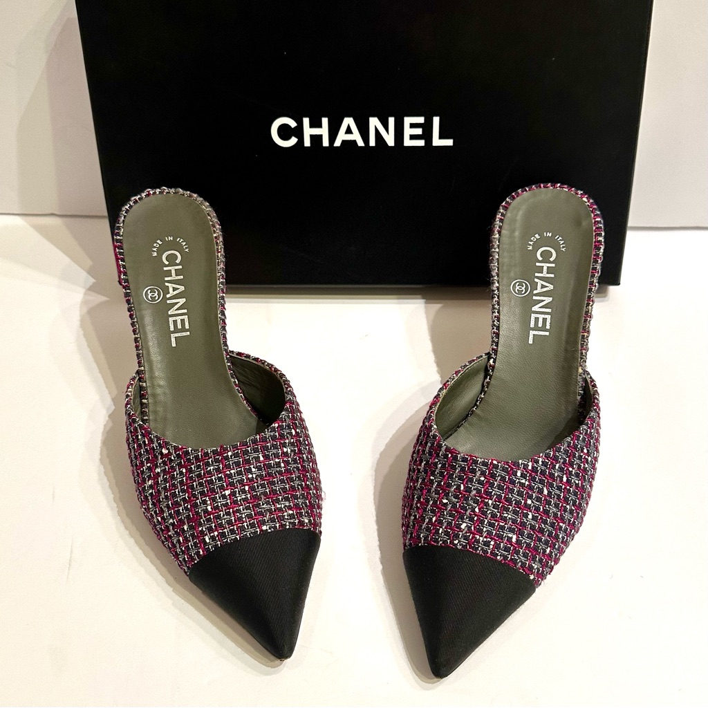 Chanel Tweed Mules